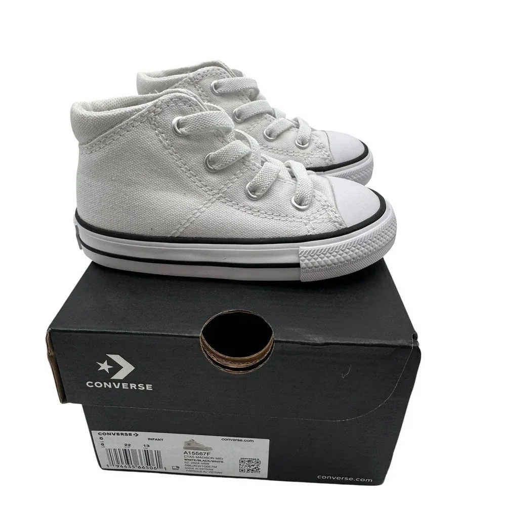 Converse Chuck Taylor All Star Madison White Mid Top Infant Toddler Shoes 6C NIB